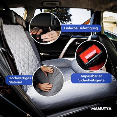 Дихаюча підстилка для собак у машину | Захист заднього сидіння авто від бруду та подряпин | Водостійка та миюча автопідстилка для собак | Сіра підстилка для заднього сидіння авто | 130x90 см