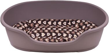 Корзина для собак Adena, 81 x 54 см, бежева + подушка з сердечками, коричнева, розмір L (81 x 54 x 24 см)