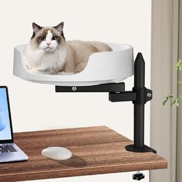 Регульоване котяче ліжко для столу, 360° обертання, 2 регульовані підлокітники, подушка для домашніх тварин