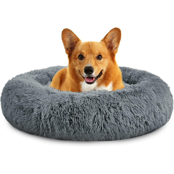 Кругле лежанка для собак Mirkoo: комфортне, м'яке, знімний коврик, різних розмірів (L/XL/XXL/XXXL), сірий (75x75x18 см)