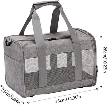 Транспортна переноска для тварин, складна сумка-переноска для котів та собак, з двома отворами для рук, дихаюча переноска для маленьких собак, зручна переноска (Сірий)