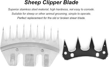 Ножиці для стрижки овець з нержавіючої сталі, універсальні, з змінними лезами (9 зубців, пряма леза + маятникове лезо)