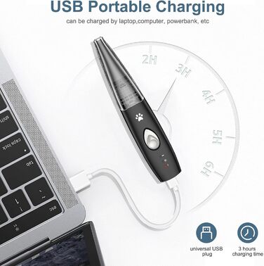 Триммер для собак та котів Ankilo 2-в-1 з пилососом, 6000 об/хв, USB, для догляду за лапами та очима