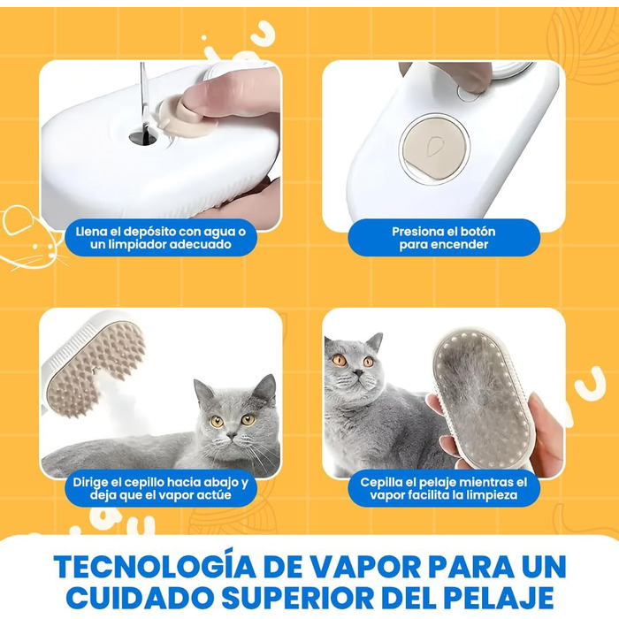 Парова щітка для котів та видалення шерсті: щітка для котів та собак з парою, щітка для видалення шерсті для тварин, парова щітка для тварин, щітка для шерсті, щітка для домашніх тварин