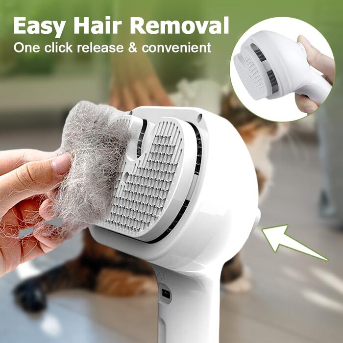 3-в-1 Щітка для котів та собак з парою, антистатична щітка з розпилювачем, самоочисна, для короткої та довгої шерсті, рожева