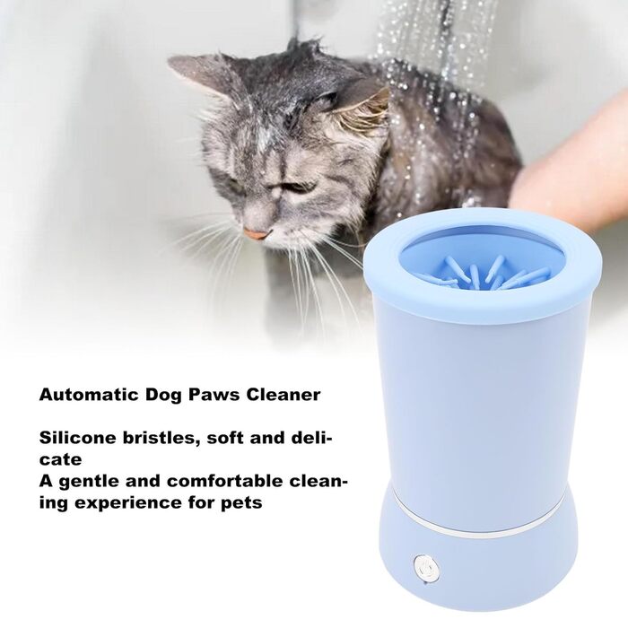 Автоматичний очищувач лап для собак, портативний миючий стаканчик з м'якою силіконовою щіткою, машина для миття лап, силіконові щетинки (BLUE)