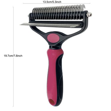 Щітка для вичісування шерсті домашніх тварин (собак та котів) проти ковтунів, рожева