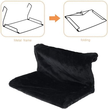 Підвісна лежанка-грілка для котів Fyeme: м'яка, плюшева, на металевому каркасі, для будь-яких радіаторів (чорна)