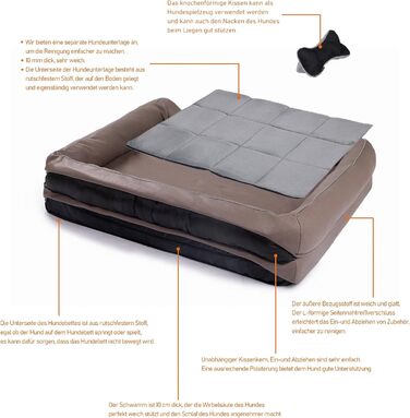 Лягушковий лежак для собак Raikou з знімним подушкою, м'який та пральний – місце для сну, подушка для собак, собаче ліжко, килимок для собак – високоякісне лежак для вашого вірного друга. (80 * 60 * 7 см), Колір: Коричневий