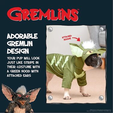 Костюм на Хелловін для собак Gremlins від Warner Bros, зелений, розмір M | Офіційний ліцензований товар