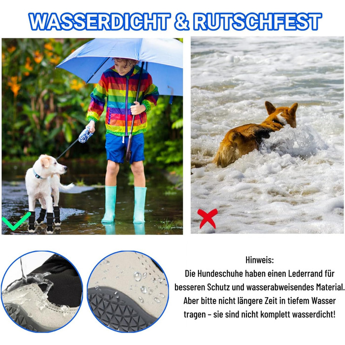 Чоботи для собак: захист подушечок лап [4 шт.], водонепроникні та дихаючі, з неслизькою підошвою та світловідбиваючим кріпленням. Підходять для малих, середніх та великих собак. Зручні чоботи для прогулянок на вулиці.