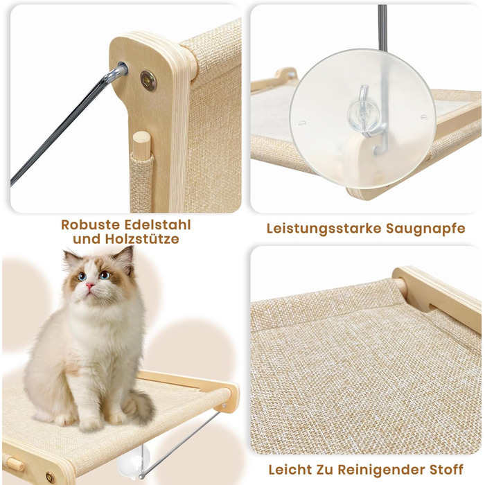 Ліжко-гамак для котів на вікно, платформа-поличка, місткість до 18 кг, ідеально для сну, ігор та відпочинку, металева кріпильна конструкція