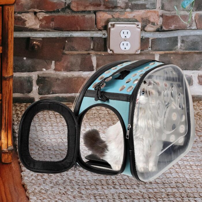 Транспортна сумка для котів POPETPOP: міцна, з прозорим корпусом, для подорожей та вигулів, блакитна
