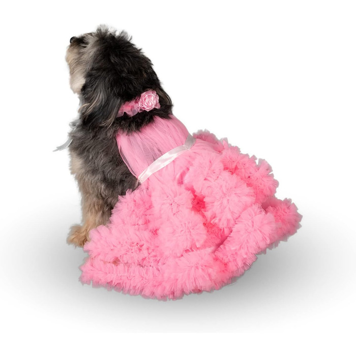 Ошатний одяг для собак та котів з бантиком, розмір M, багатокольоровий (L, Рожевий)