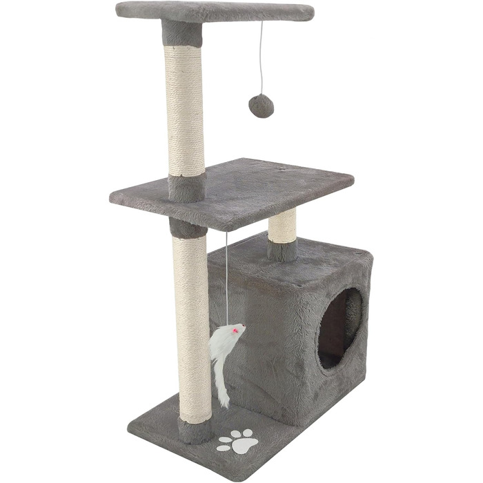 Котячий комплекс Beltom з будиночком, 85 см (сірий)