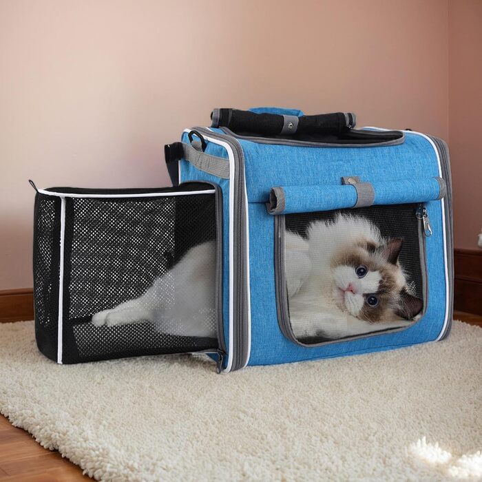 Корзина для собак на велосипеді, передня сумка-переноска, регульована, з вентиляцією для транспортування, прогулянок, походів, кемпінгу, велопоїздок та трекінгу