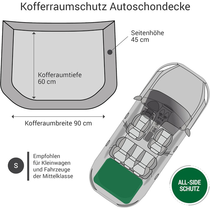 Захист для багажника автомобіля Doctor Bark для собак з захистом краю вантажного люка, миючий та без запаху, комфортний захист з усіх боків для SUV, універсалів та мінівенів (Розмір S - 60x90 см/Чорний)