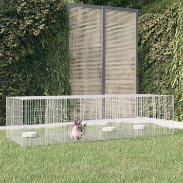Клітка для кроликів vidaXL, 3 панелі, 217x79x54 см, оцинковане залізо, вольєр для домашніх тварин