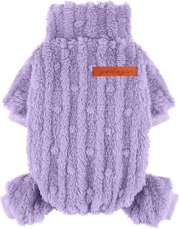 Піжама для собак маленьких порід: теплий флісовий комплект для дівчаток та хлопчиків, теплий зимовий костюм для чихуахуа, йоркширського тер'єра (фіолетовий, розмір Small)