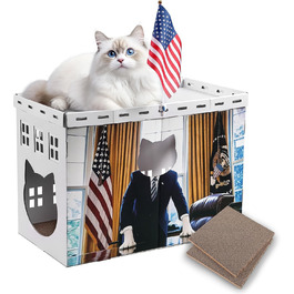 Білий картонний будиночок для котів Felmis з когтеточкою, ідеальний для дому, когтеточка-коробка, ігровий будиночок для котів, котяча фортеця