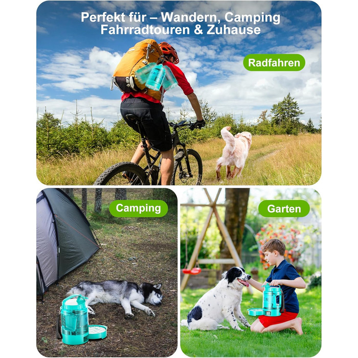 Турбопляшка для собак Lesotc 2200 мл: велика, портативна, для подорожей та кемпінгу (м'ятний)