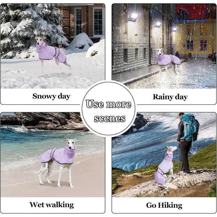 Водонепроникна куртка для породистих собак Віндхаунд, Грейхаунд, Лурчер, Віппет (L, XL, фіолетовий)