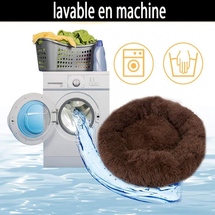 Ортопедичне собаче ліжко XXL для великих та середніх собак. Антистрес, донат, овальне, м'яке, коричневе.