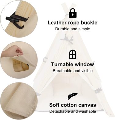 Тіпі для собак та котів, розмір M, 60x70x60 см, білий - EUGAD