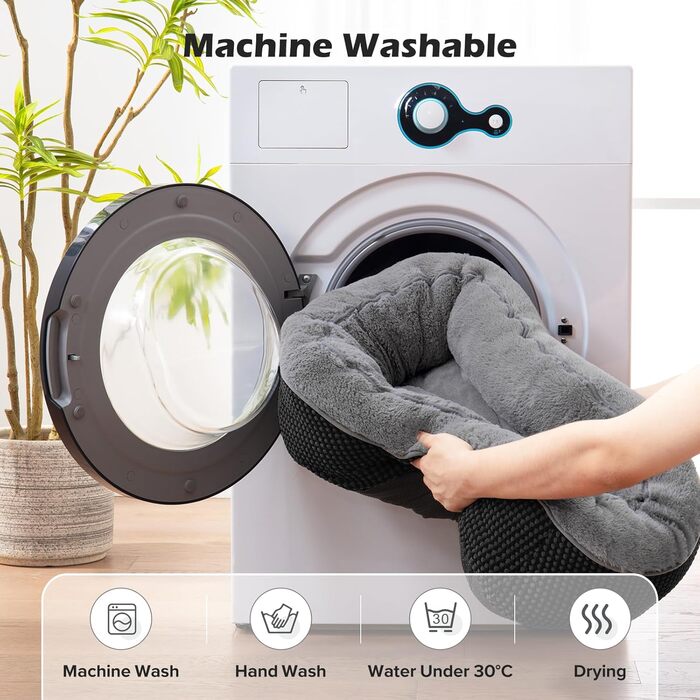 Ортопедичне ліжко для собак Invenco, розмір M, чорне. М'яке, тепле, з неслизьким дном (30x24x9 см)