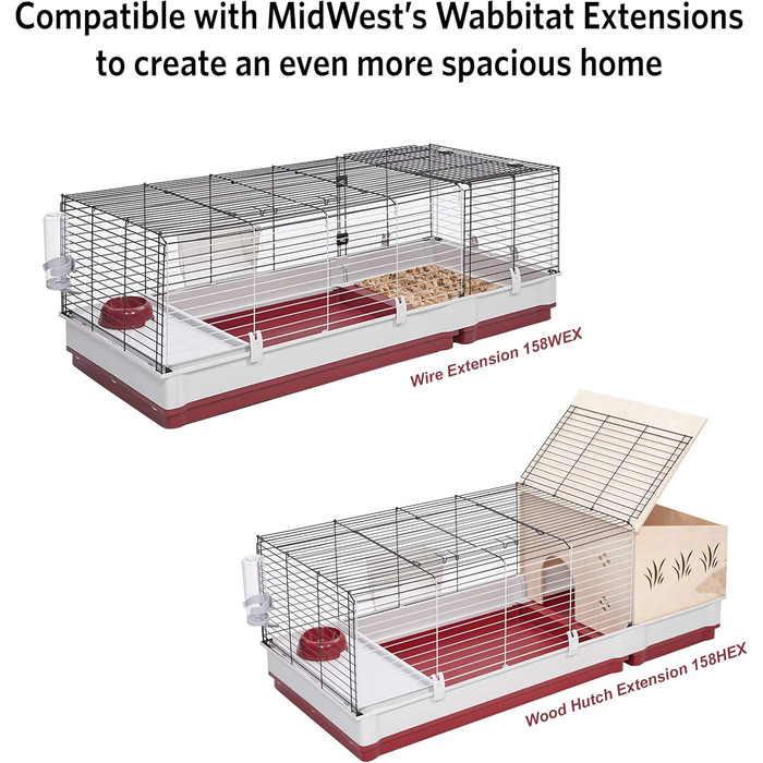 Клітка Midwest Homes Deluxe XL для кроликів і морських свинок, біло-червона