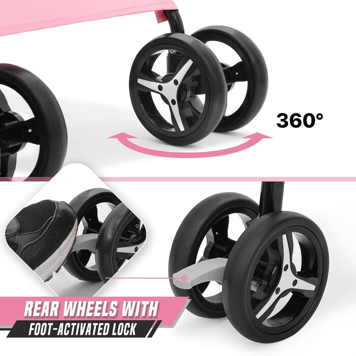 Візок для собак маленьких порід, 4,5-10 кг, візок для цуценят, візок для середніх собак, візок для котів, візок для 2 котів, з багажником, леопардовий принт (рожевий)