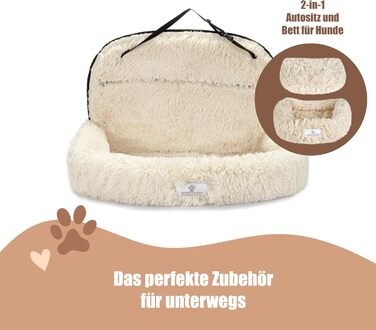 Ортопедичний автокрісло для собак Pfoten&Nasen® 2 в 1 (50x79x33 см, бежевий) для великих, середніх та маленьких собак