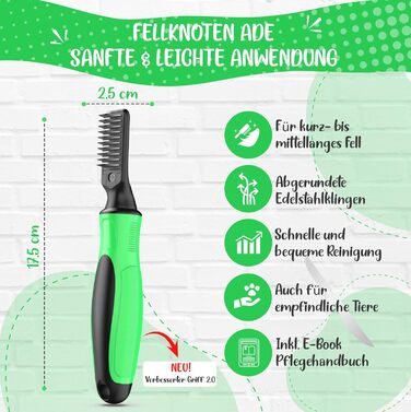 Інструмент для видалення ковтунів у собак та котів - професійний тример з 10 лезами + E-book з догляду за шерстю