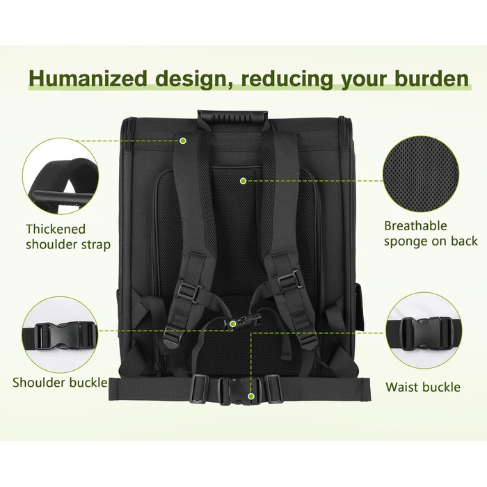 Pecute Сумка-переноска для собак та котів з сіткою, розширювана, чорна (до 6 кг)