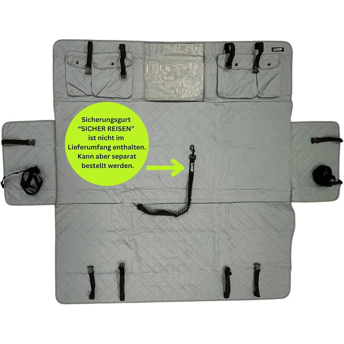 Захист для автосидіння для собак Loop Hundematte: водонепроникний, з кишенями, нековзний, для комфортних подорожей | LOOP-DMK5001