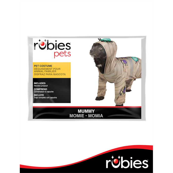 Костюм мумії для домашніх тварин Rubie's, з капюшоном, розмір XL, як на фото