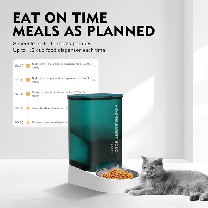Автоматична годівниця для котів і собак Petkit Solo 3 л, зелена, смарт управління