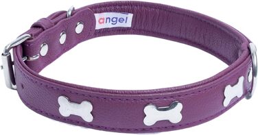 Шкіряний нашийник Angel Pet Supplies для собак, фіолетовий, подвійний, м'який, з кісточками, 55,9×2,5 см, розмір шиї 41,9–50,8 см