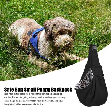 Чорна сумка-переноска для маленьких собак, регульований ремінь, зручна для подорожей та прогулянок