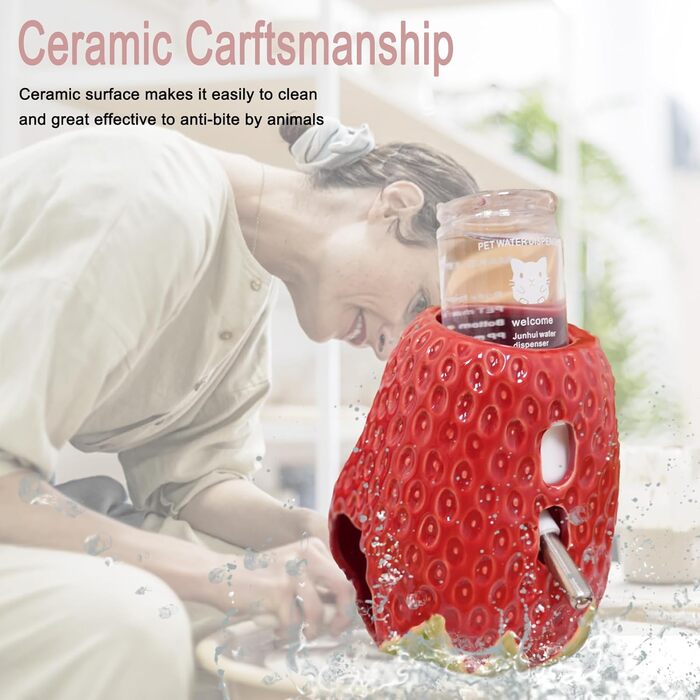 Керамічна пляшка для води для хом'яків Kelivi з кріпленням, 80 мл, без протікання, червона