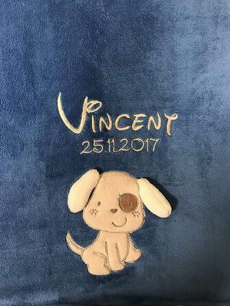 Дитяча ковдра для собак з іменем, вишивка, аплікації, блакитний колір, 2 рядки