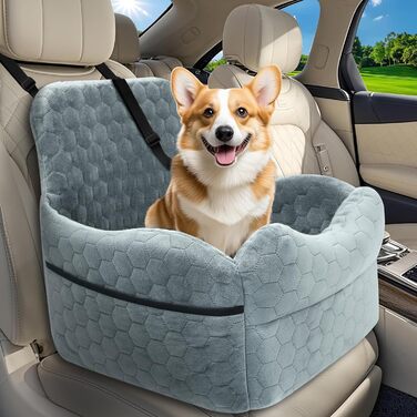 Автокрісло для собак – переноска для маленьких собак до 15,9 кг з м'яким килимком та ременем безпеки. Зручне автокрісло з двома кишенями для аксесуарів