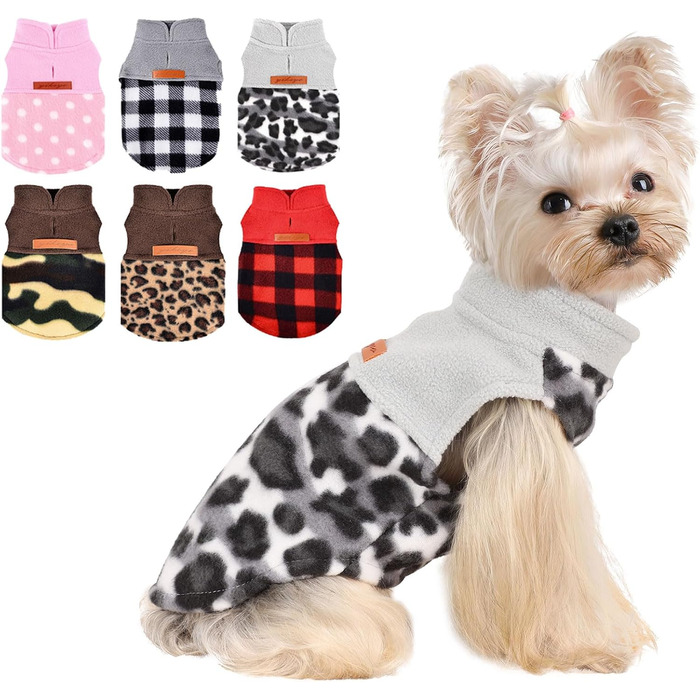Флісова жилетка для собак Kosiyi, теплий собачий светр з отвором для повідка, одяг для домашніх тварин, легкий собачий халат для маленьких собак, хлопчиків, дівчаток, на осінь, на Новий рік, в клітинку, розмір (XX-Small, СІРИЙ)