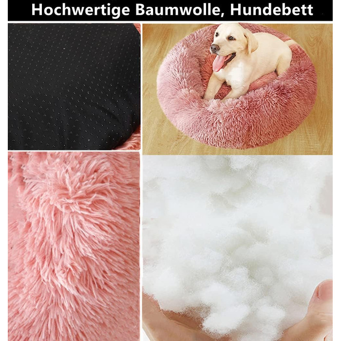 Ортопедична подушка для собак середніх порід, м'яка, кругла, 60 см, рожева (шкіра)