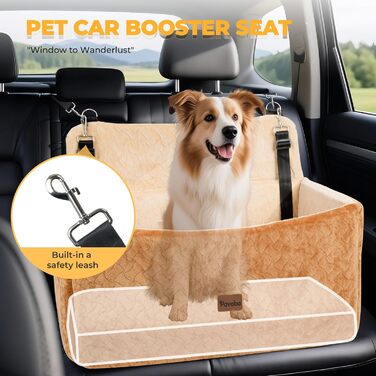 Автокрісло для собак великих та середніх порід до 27,2 кг - З піднятою передньою частиною 35,6 см, подушка з Memory Foam, знімний, миючий чохол, коричневе