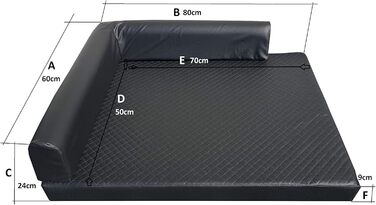 Ортопедичне ліжко для собак Natalia Spzoo Eckbett, кутовий лежак, м'яка собача підстилка, чорний колір, розмір S (80 x 60 см)