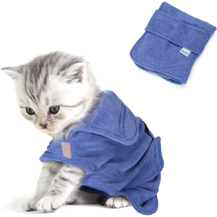 Рушник для собак та котів Nobleza Mikrofaer: швидко сохне, з клямками, 5 розмірів, м'який, блакитний (XS)