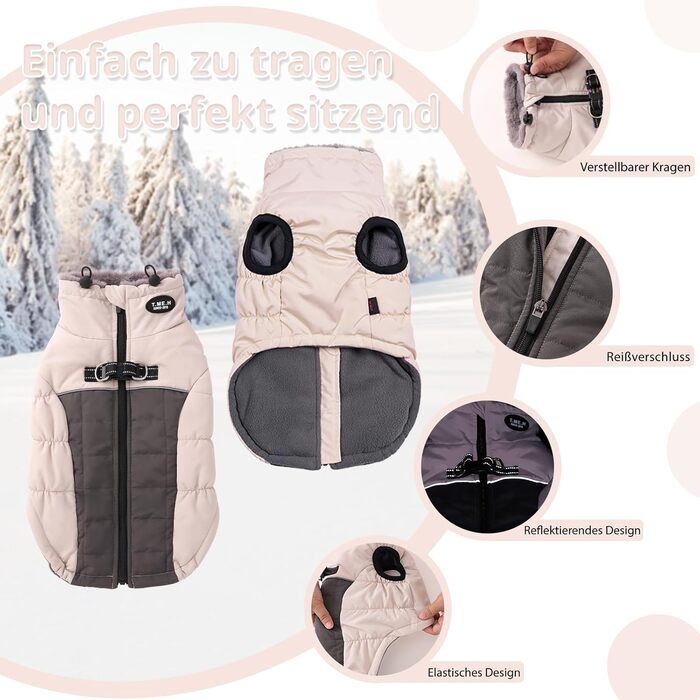 Зимова жилетка для собак Savlot, тепла, з D-кільцем, бавовна, 3XL, білий