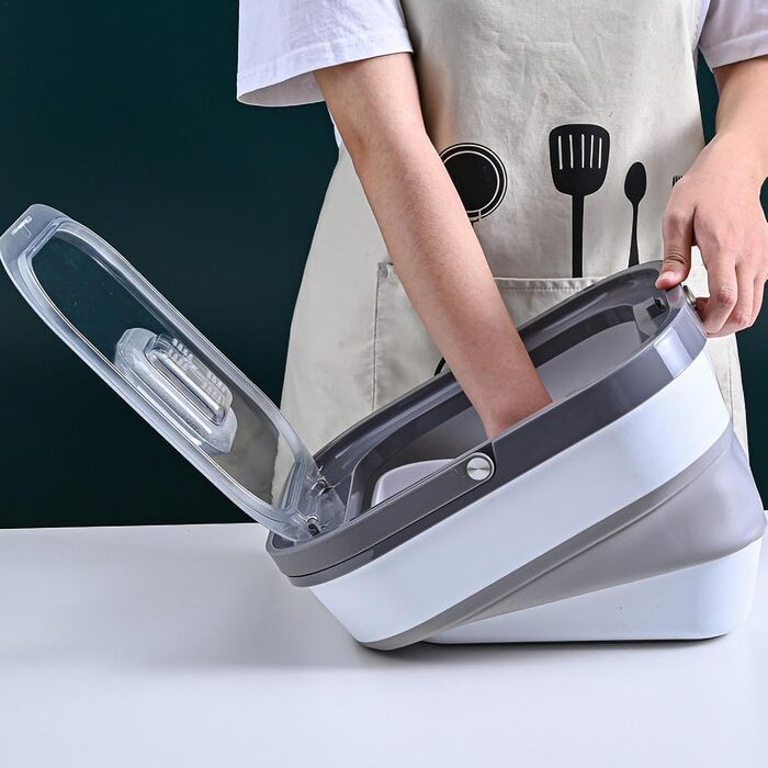 Контейнер для корму для тварин, 10 кг, складаний, герметичний, сірий. Підходить для котячого та собачого корму, ласощів, гранул