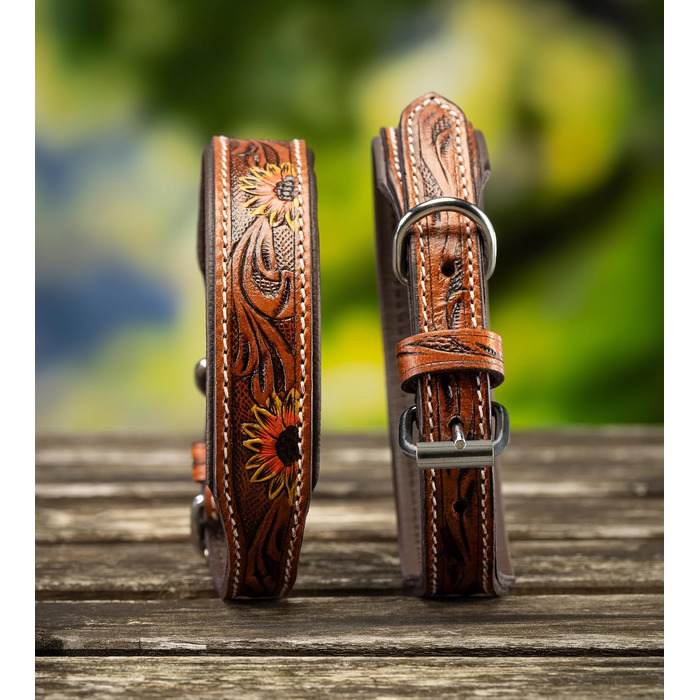 Стильне шкіряне нашийник для собак Джек Рассел від Unikat: ручна робота, з м'якою підкладкою. Нашийник з натуральної шкіри буйвола, для собак середніх порід. Розмір L (40-49,5 см)